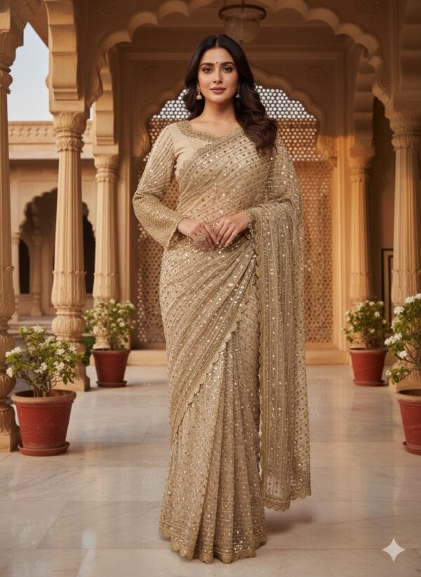 Aura Gold Net Saree