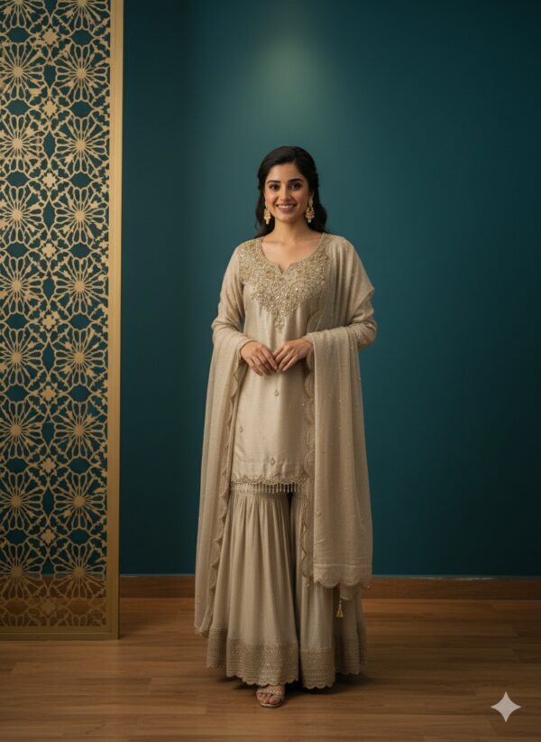 Champagne crush gharara set